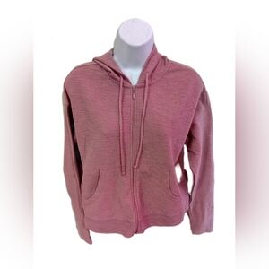 Dusty Rose Casual Zip-Up Hoodie